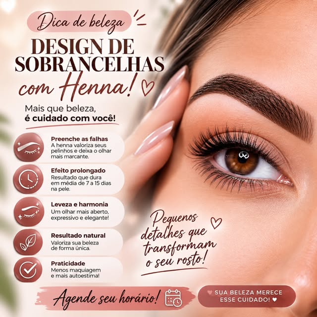 Conteúdo sobre design de sobrancelhas com henna